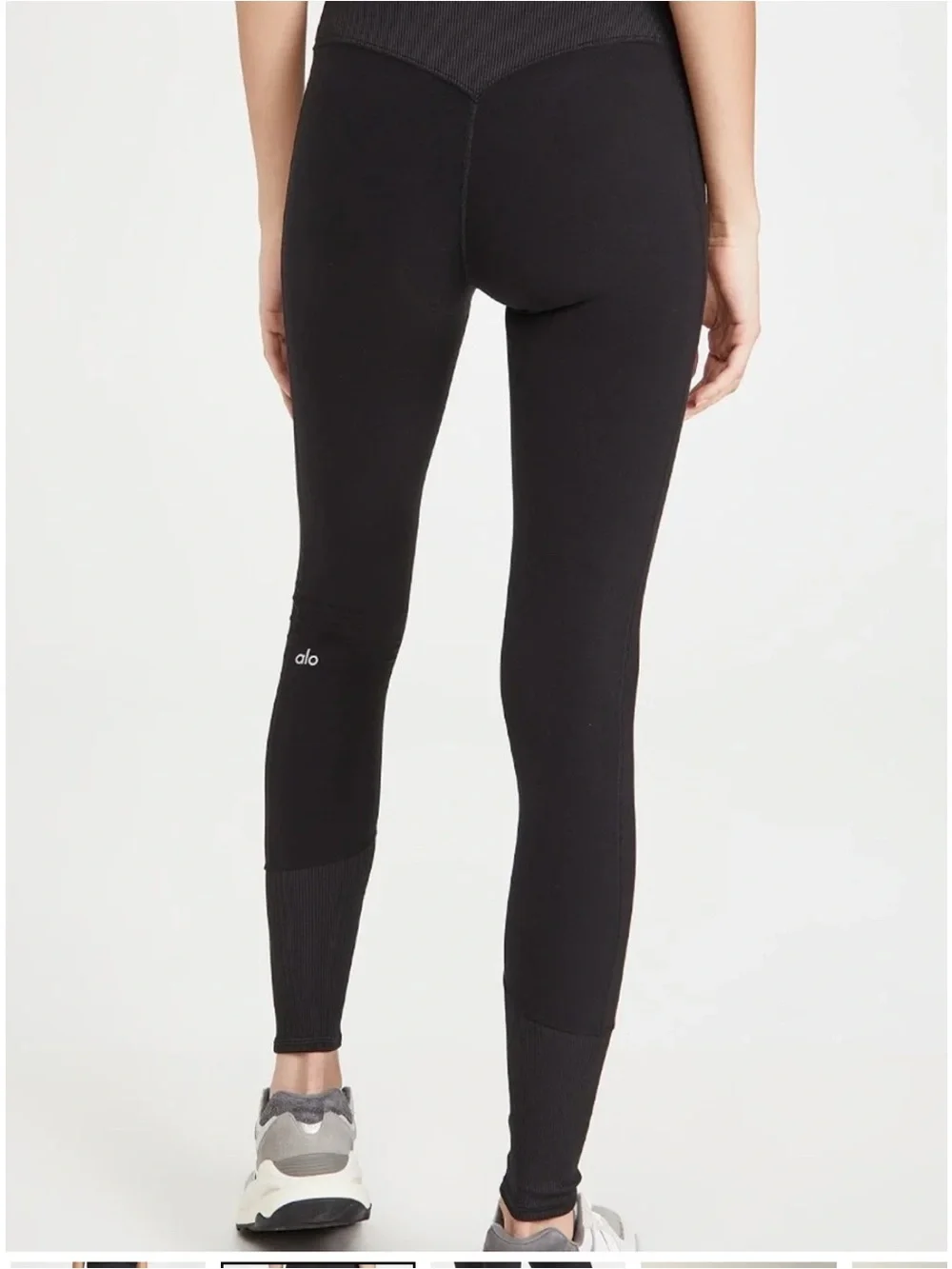 ALO Yoga Black Ribbed High-Waist Leggings